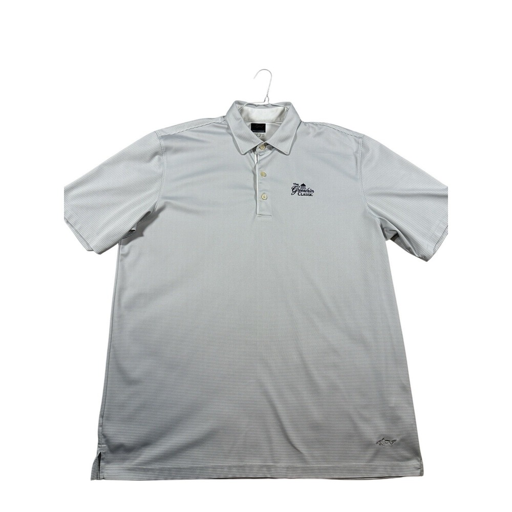 Greg Norman ML75 Play Dry Polo Shirt Mens XL Grey‎ Striped Greenbrier Classic